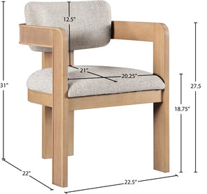 Meridian Furniture Sacha Fluted Wood Dining Chair with Two-tone Woven Linen Upholstery for Any Room 11091Beige-C