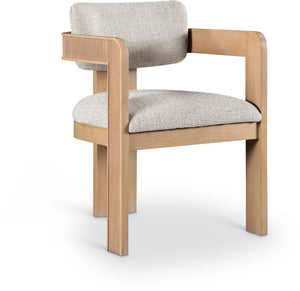 Meridian Furniture Sacha Fluted Wood Dining Chair with Two-tone Woven Linen Upholstery for Any Room 11091Beige-C