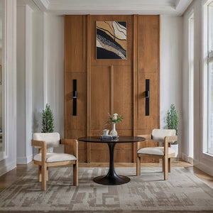 Meridian Furniture Sacha Fluted Wood Dining Chair with Two-tone Woven Linen Upholstery for Any Room 11091Beige-C
