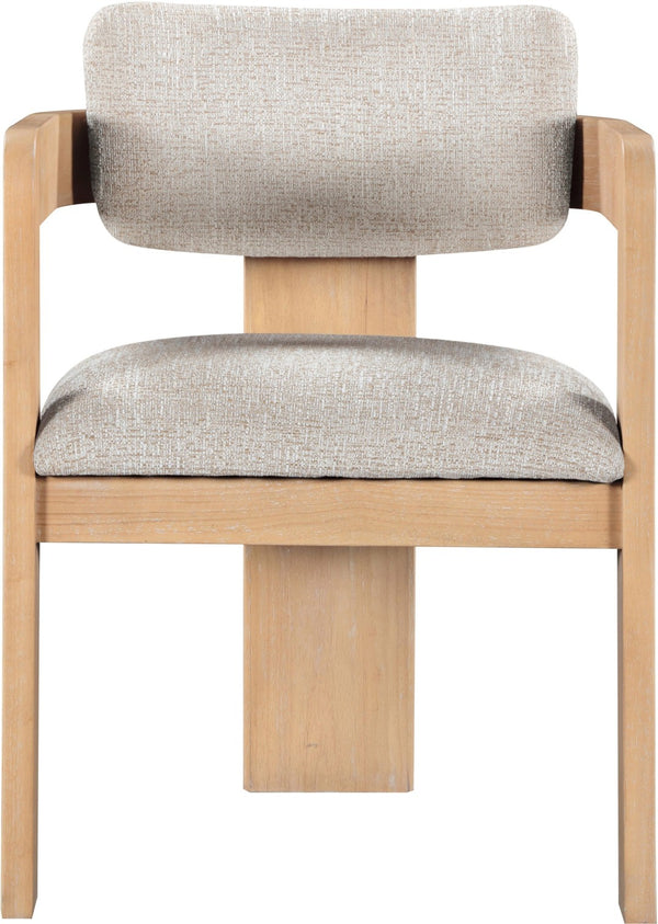Meridian Furniture Sacha Fluted Wood Dining Chair with Two-tone Woven Linen Upholstery for Any Room 11091Beige-C