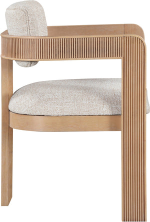Meridian Furniture Sacha Fluted Wood Dining Chair with Two-tone Woven Linen Upholstery for Any Room 11091Beige-C