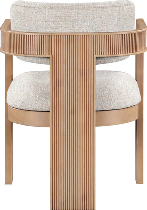 Meridian Furniture Sacha Fluted Wood Dining Chair with Two-tone Woven Linen Upholstery for Any Room 11091Beige-C