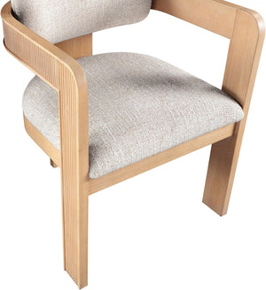Meridian Furniture Sacha Fluted Wood Dining Chair with Two-tone Woven Linen Upholstery for Any Room 11091Beige-C