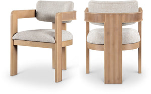 Meridian Furniture Sacha Fluted Wood Dining Chair with Two-tone Woven Linen Upholstery for Any Room 11091Beige-C