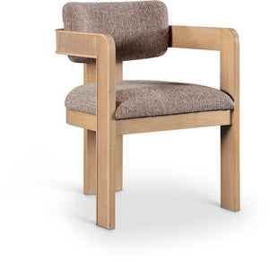 Meridian Furniture Sacha Linen Weave Upholstered Dining Chair with Fluted Natural Wood Frame 11091Brown-C