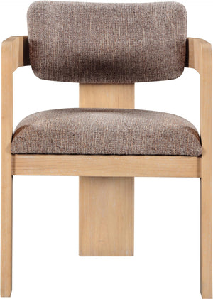 Meridian Furniture Sacha Linen Weave Upholstered Dining Chair with Fluted Natural Wood Frame 11091Brown-C