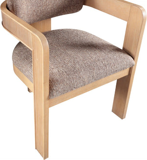 Meridian Furniture Sacha Linen Weave Upholstered Dining Chair with Fluted Natural Wood Frame 11091Brown-C