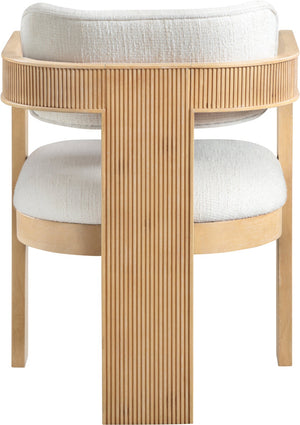 Meridian Furniture Sacha Cream Upholstered Dining Chair with Fluted Wood Frame and Linen Weave Fabric 11091Cream-C