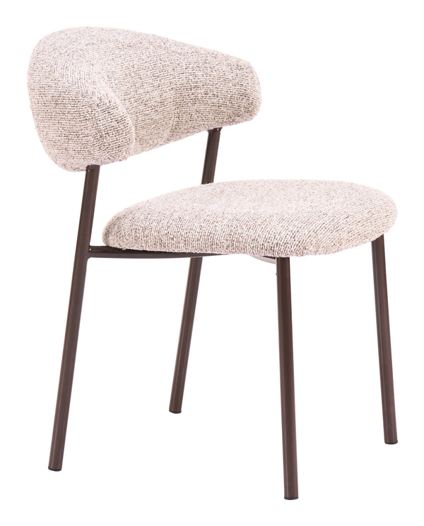 Zuo Modern Seville Shearling Upholstered Dining Chairs Stackable Plywood Frame Art Deco Modern Seating Set Cloud Beige 110920