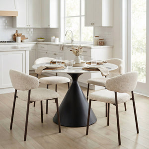 Seville Shearling Upholstered Dining Chairs Stackable Plywood Frame Art Deco Modern Seating Set