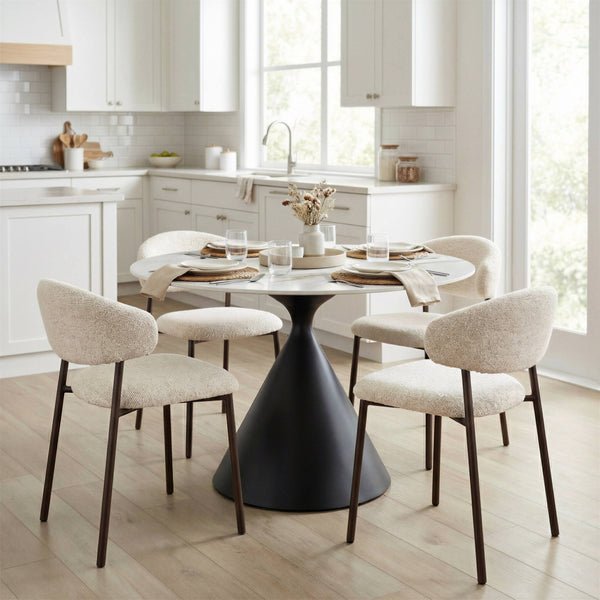 Seville Shearling Upholstered Dining Chairs Stackable Plywood Frame Art Deco Modern Seating Set