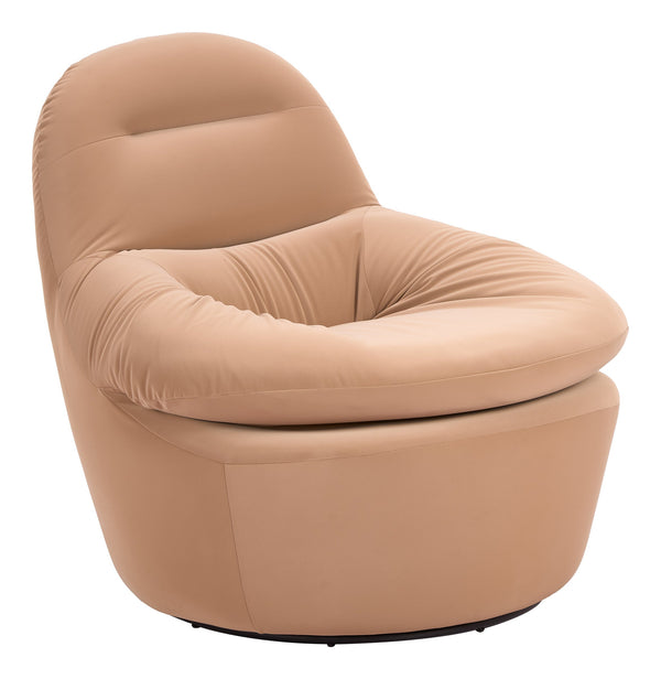 Zuo Modern Reva Swivel Accent Chair Faux Leather 360 Degree Base Modern Living Lounge Seat 110927