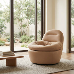 Reva Swivel Accent Chair Faux Leather 360 Degree Base Modern Living Lounge Seat