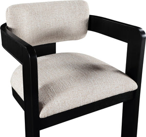 Meridian Furniture Sacha Fluted Wood Base Linen Weave Upholstered Chair for Transitional Dining Rooms 11092Beige-C