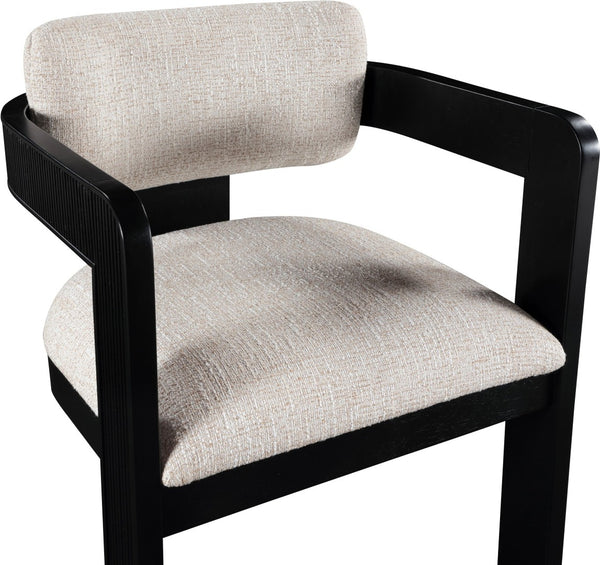 Meridian Furniture Sacha Fluted Wood Base Linen Weave Upholstered Chair for Transitional Dining Rooms 11092Beige-C