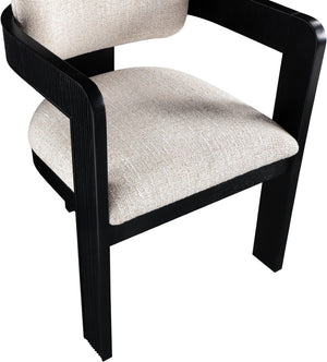 Meridian Furniture Sacha Fluted Wood Base Linen Weave Upholstered Chair for Transitional Dining Rooms 11092Beige-C