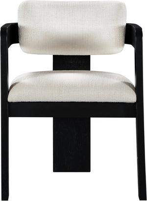 Meridian Furniture Sacha Linen Weave Upholstered Dining Chair with Fluted Black Wood Frame 11092Cream-C