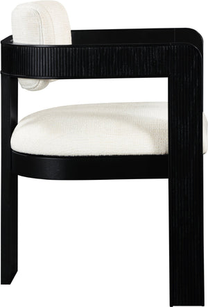 Meridian Furniture Sacha Linen Weave Upholstered Dining Chair with Fluted Black Wood Frame 11092Cream-C