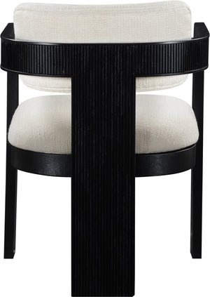 Meridian Furniture Sacha Linen Weave Upholstered Dining Chair with Fluted Black Wood Frame 11092Cream-C