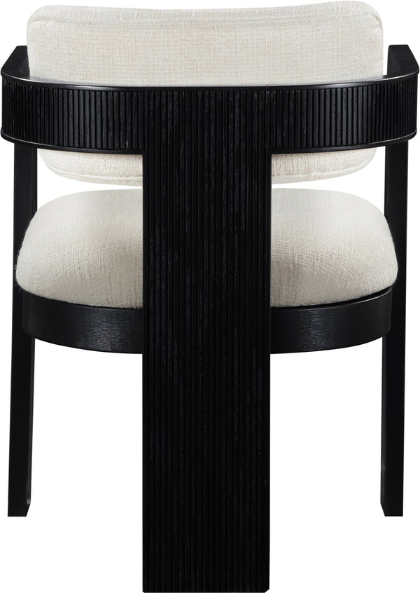 Meridian Furniture Sacha Linen Weave Upholstered Dining Chair with Fluted Black Wood Frame 11092Cream-C