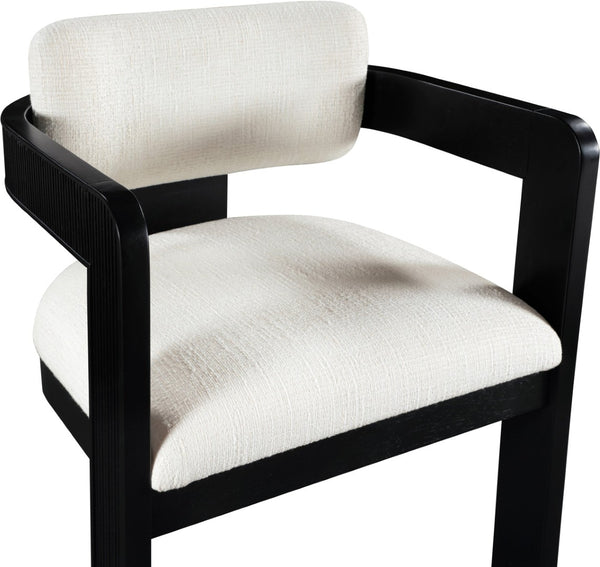 Meridian Furniture Sacha Linen Weave Upholstered Dining Chair with Fluted Black Wood Frame 11092Cream-C