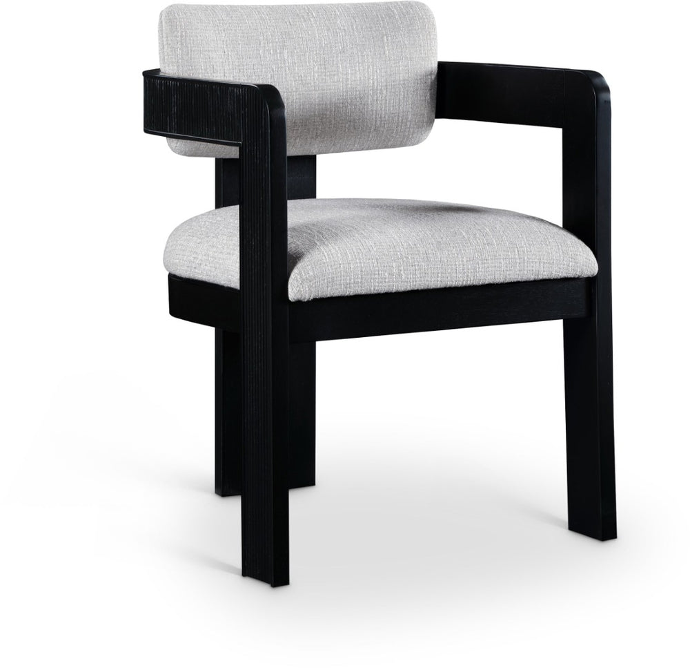 Meridian Furniture Sacha Grey Linen Upholstered Dining Chair with Fluted Black Wood Frame 11092Grey-C