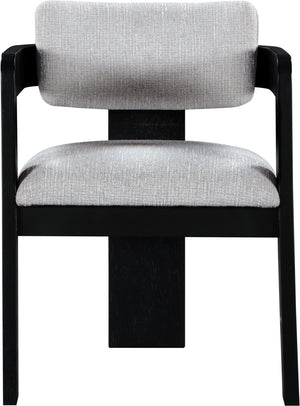 Meridian Furniture Sacha Grey Linen Upholstered Dining Chair with Fluted Black Wood Frame 11092Grey-C
