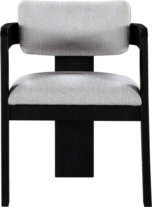 Meridian Furniture Sacha Grey Linen Upholstered Dining Chair with Fluted Black Wood Frame 11092Grey-C