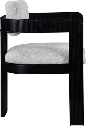 Meridian Furniture Sacha Grey Linen Upholstered Dining Chair with Fluted Black Wood Frame 11092Grey-C