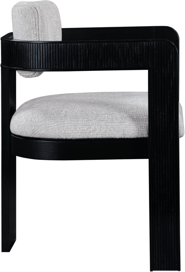 Meridian Furniture Sacha Grey Linen Upholstered Dining Chair with Fluted Black Wood Frame 11092Grey-C