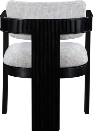 Meridian Furniture Sacha Grey Linen Upholstered Dining Chair with Fluted Black Wood Frame 11092Grey-C