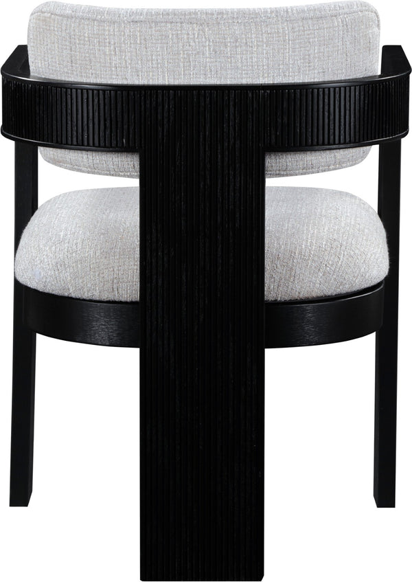 Meridian Furniture Sacha Grey Linen Upholstered Dining Chair with Fluted Black Wood Frame 11092Grey-C