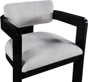 Meridian Furniture Sacha Grey Linen Upholstered Dining Chair with Fluted Black Wood Frame 11092Grey-C
