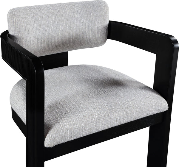 Meridian Furniture Sacha Grey Linen Upholstered Dining Chair with Fluted Black Wood Frame 11092Grey-C