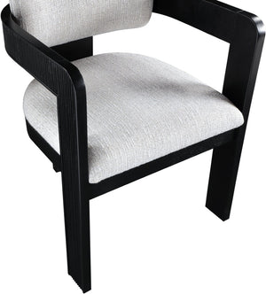 Meridian Furniture Sacha Grey Linen Upholstered Dining Chair with Fluted Black Wood Frame 11092Grey-C