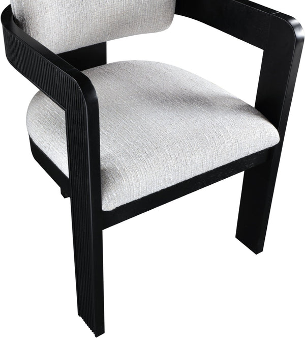 Meridian Furniture Sacha Grey Linen Upholstered Dining Chair with Fluted Black Wood Frame 11092Grey-C