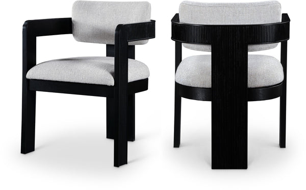 Meridian Furniture Sacha Grey Linen Upholstered Dining Chair with Fluted Black Wood Frame 11092Grey-C