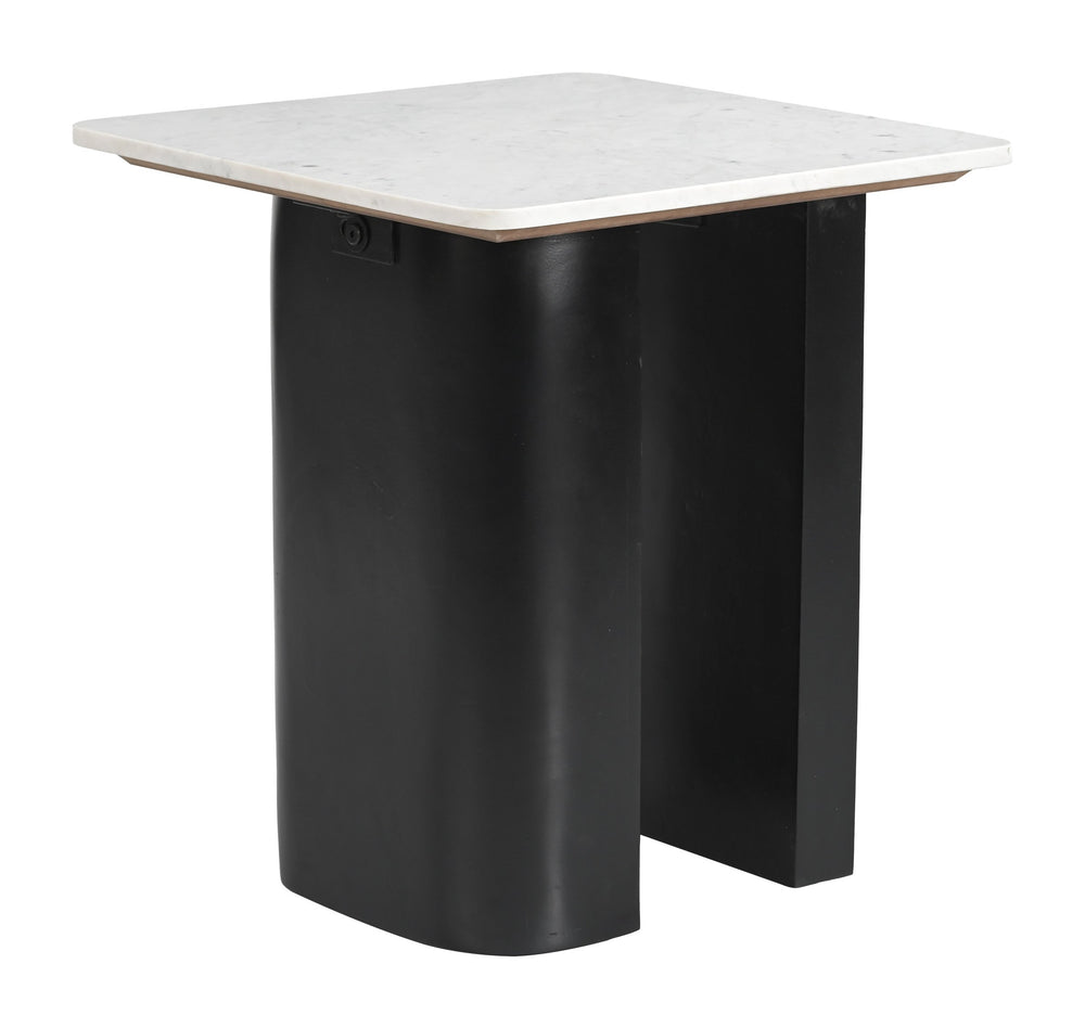 Zuo Modern Fiora Marble Top Side Table with Mango Wood Base Modern Living Room Accent 110933