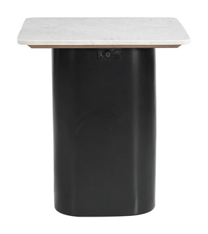 Fiora Marble Top Side Table with Mango Wood Base Modern Living Room Accent