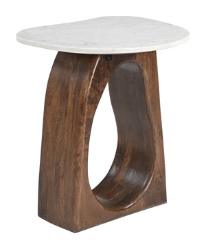 Zuo Modern Vara Marble Top End Table with Mango Wood Legs Modern Living Room Accent 110934