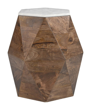 Zuo Modern Bisel Side Table Marble Top Mango Wood Glam Modern Accent for Living Room 110935