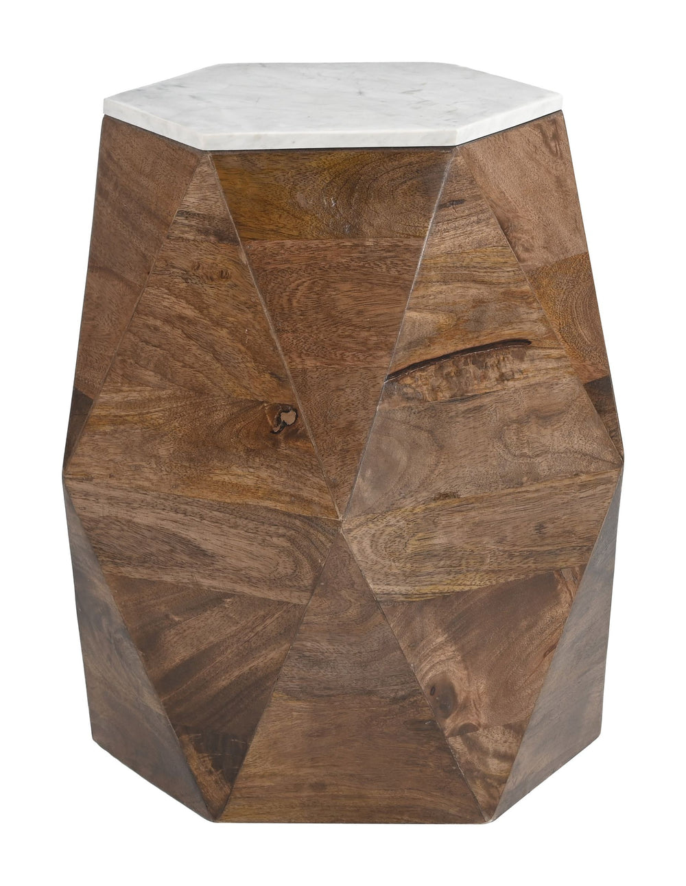 Zuo Modern Bisel Side Table Marble Top Mango Wood Glam Modern Accent for Living Room 110935