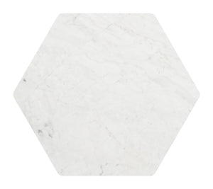 Bisel Side Table Marble Top Mango Wood Glam Modern Accent for Living Room