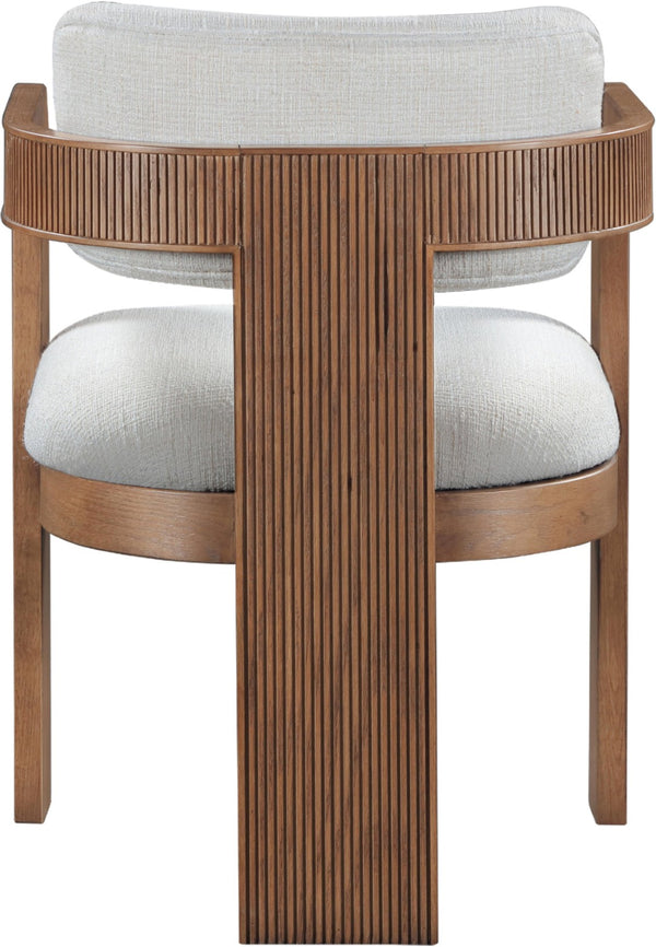 Meridian Furniture Sacha Cream Linen Weave Dining Chair with Fluted Walnut Legs for Modern Rooms 11093Cream-C