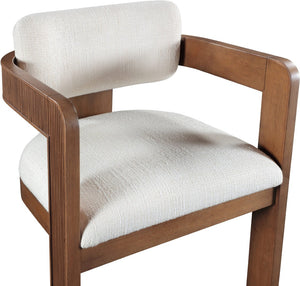 Meridian Furniture Sacha Cream Linen Weave Dining Chair with Fluted Walnut Legs for Modern Rooms 11093Cream-C