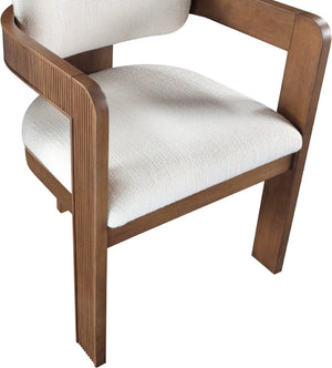 Meridian Furniture Sacha Cream Linen Weave Dining Chair with Fluted Walnut Legs for Modern Rooms 11093Cream-C