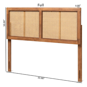 Baxton Studio Baxton Studio Mid-Century Modern Ash Walnut Headboard with Woven Rattan for Stylish Bedroom Decor King MG9725-1-Ash Walnut Rattan-HB-King