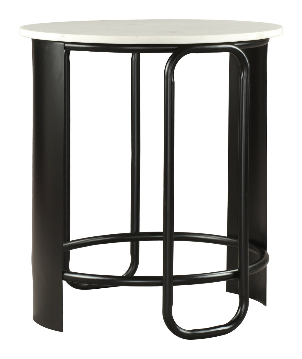 Zuo Modern Obel Round Marble Top Accent Table with Steel Base for Modern Glam Interiors 110948