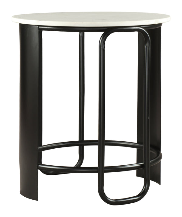 Obel Round Marble Top Accent Table with Steel Base for Modern Glam Interiors