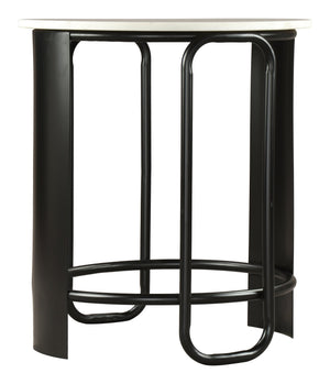 Obel Round Marble Top Accent Table with Steel Base for Modern Glam Interiors